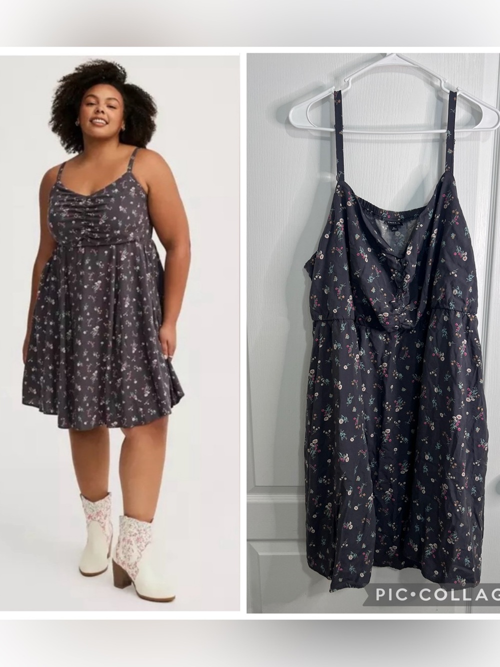 torrid Charcoal Floral Mini Dress with Adjustable Straps size 4